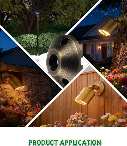 Sturdy Cast Brass Landscape Lighting Mounting Base, Outdoor Light Mounting Plate, Surface Mounting Plate, Low Voltage Landscape Lighting Accessories Antique Bronze 4pcs