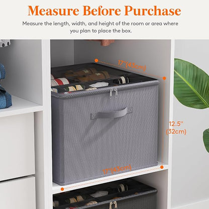 Lifewit Shoe Storage Organizer for Closet, Fabric Large Shoe Box Storage Containers with Clear Cover, Foldable Bins for Boots Heels Sneakers Fits 24-32 Pairs (Each 12-16 Pairs) 2 Pack Gray