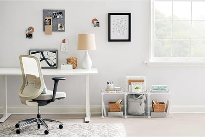 Rubbermaid 3 Piece Storage Wire Stackable Cube Set Easy Assemble White for Closet/Bookshelf/Toys Multi-Use Home Organizer