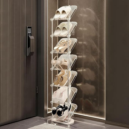 YYW Clear Narrow Shoe Rack for Entryway, Free Standing Shoe Racks Shelf Closet, Shoe Storage Organizer for Living Room