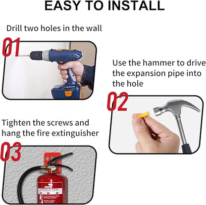Huazu Fire Extinguisher Mount - 4 Pack Wall Hooks for 5 to 40 Lb Extinguishers, Universal Bracket with Expansion Screws