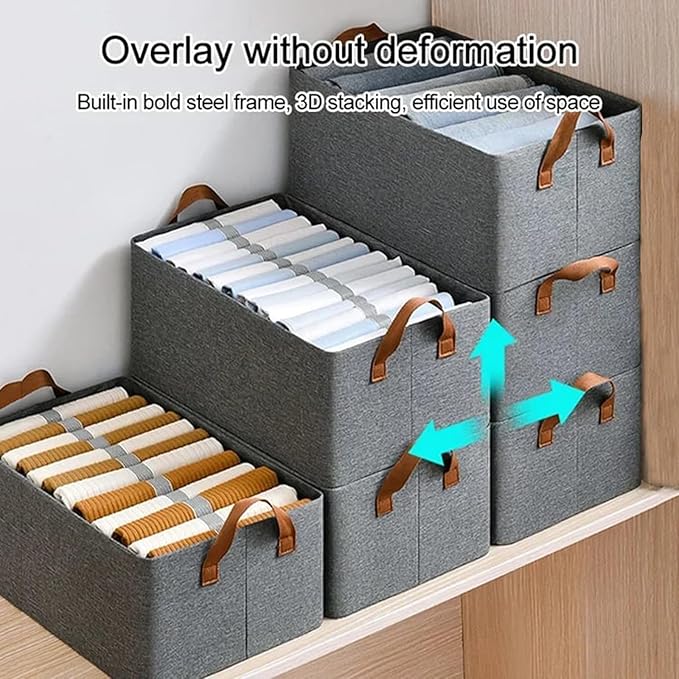 Foldable Closet Storage Box Bins Organizer System, Large Capacity Sturdy for Organizing Clothing, Sheets, Toys, Books - Shelf Organizer Shelves (1)