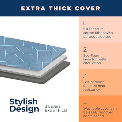 Ironing Board, Compact and Space Saver Foldable Iron Board, Safety Ironing with Park Zone and 3 Layers Extra Thick Cover, Adjustable Height, Easy Storage with Smart Hanger and Lightweight Design