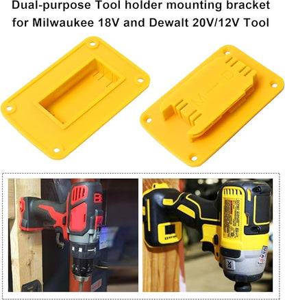 20pas Tool Holders and Battery Holder for Dewalt 20v Wall Mount Hanger Battery Drill Tool Storage Shelf for Milwaukee M18(Yellow)