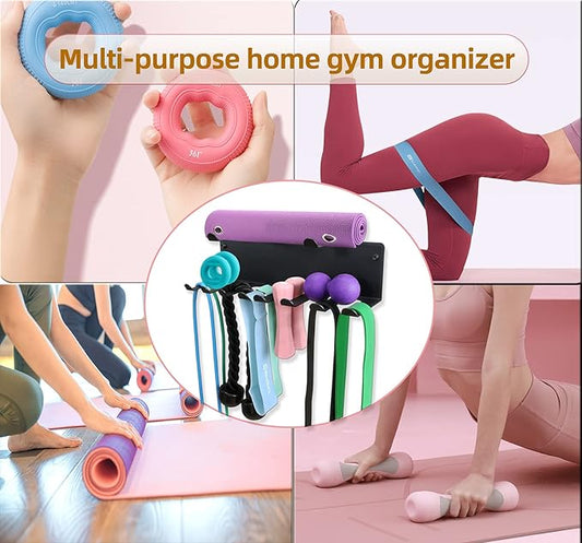2 Tier Multi-Purpose Heavy Duty Storage Rack for Resistance Bands, Straps, Jump Ropes, Foam Rollers, Chains, Weight Belts, Tools