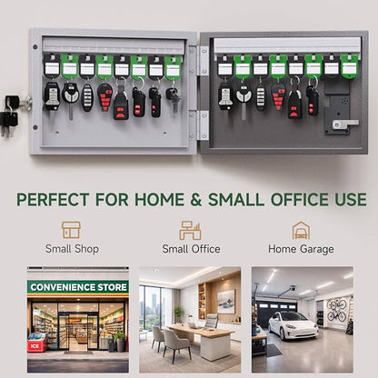 WeHere 16-Key Key Lock Box Wall Mount – Smart Key Cabinet with App, Keypad, Bluetooth & WiFi Unlock (Sold Separately), Key Organizer for Home, Access Log Tracking Key Management for Small Office