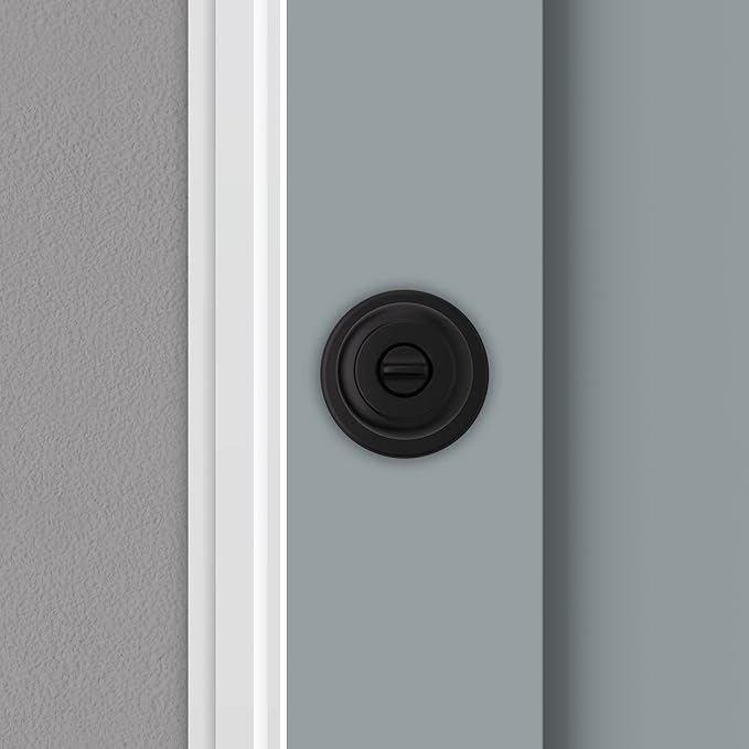Kwikset Cove Interior Privacy Door Knob with Lock, Door Handle for Bathroom and Bedroom, Matte Black Keyless Turn Lock Doorknob (Pack of 4)