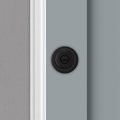 Kwikset Cove Interior Privacy Door Knob with Lock, Door Handle for Bathroom and Bedroom, Matte Black Keyless Turn Lock Doorknob (Pack of 4)