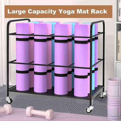 Yoga Mat Holder Organizer Yoga Mat Storage Rack Basket for Home Gym Exercise Workout Equipment Storage Shelf Cart