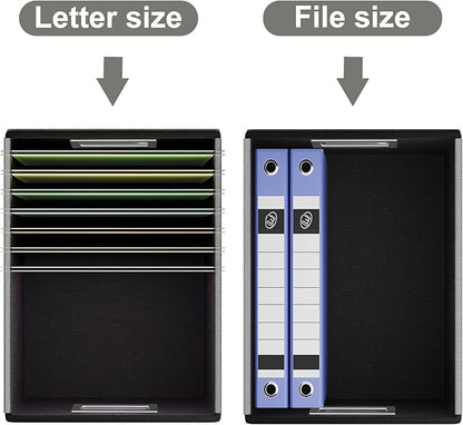 Huolewa Portable Leather File Organizer Boxes with Lids, Office Document Boxes Organizer, Filing Boxes, Decorative Small File Boxes for Hanging Files with Plastic Slide for Office/Decor/Home