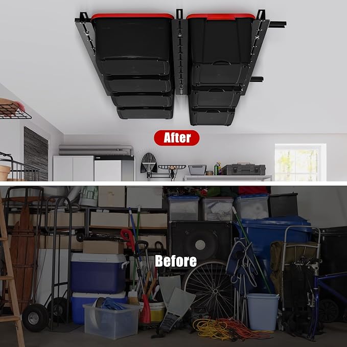 Ultrawall Overhead Garage Storage Racks, Adjustable Garage Ceiling Storage Rack, Heavy Duty Garage Organizer Hanging Storage Rack for Most Storage Bins/Totes/Container, 48" x 48"
