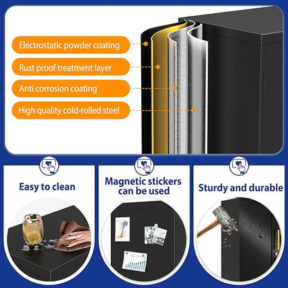 Metal Storage Cabinet with Lock and Wheels, Steel Office Cabinet with 2 Door and 2 Adjustable Shelves, 35” Tall Lockable File Cabinet, Garage Cabinet, Rolling Cabinet for Home Office - Black