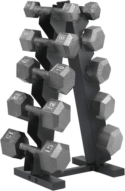 HolaHatha Hexagonal Dumbbell Weights Set, Home Gym Equipment Set, Portable Weighted Exercise Dumbbells for Fitness, Training, and Lifting Workouts