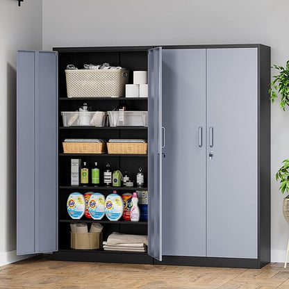 MIIIKO Metal Storage Cabinet with 6 Tier Shelves and Locking Doors, 72" x 36" x 18" Steel Garage Storage Cabinets for Home, Garage, Pantry Workshop Warehouse…