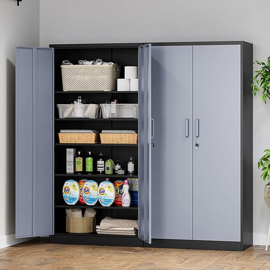 MIIIKO Metal Storage Cabinet with 6 Tier Shelves and Locking Doors, 72" x 36" x 18" Steel Garage Storage Cabinets for Home, Garage, Pantry Workshop Warehouse…