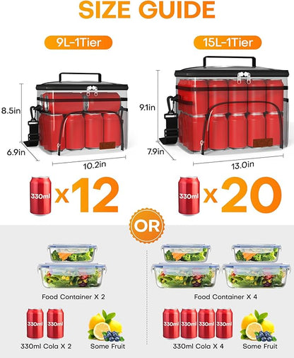 HOTOR Insulated Lunch Box for Men & Women - Leak-Proof Cooler Lunch Bag with 4 Pockets, Adjustable Strap, Ideal for Work, Picnic, Travel - Medium, Yellow, 10.2"×6.9"×8.5"