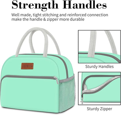 Coobiiya Lunch Bag Women, Lunch Box Bag for Women Adult Men, Small Leakproof Cute Lunch Tote Large Capacity Reusable Insulated Cooler Lunch Container for Work/Office/Picnic/Travel-Green
