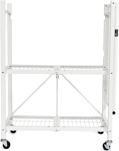 Origami R3 3-Tier Foldable Garage Shelving Heavy Duty Shelving Holds 750 pounds, Garage Storage Rack, Pre-Assembled Utility Rolling Shelf with Wheels | 29" W x 13" D x 35.5" H (White, R3)