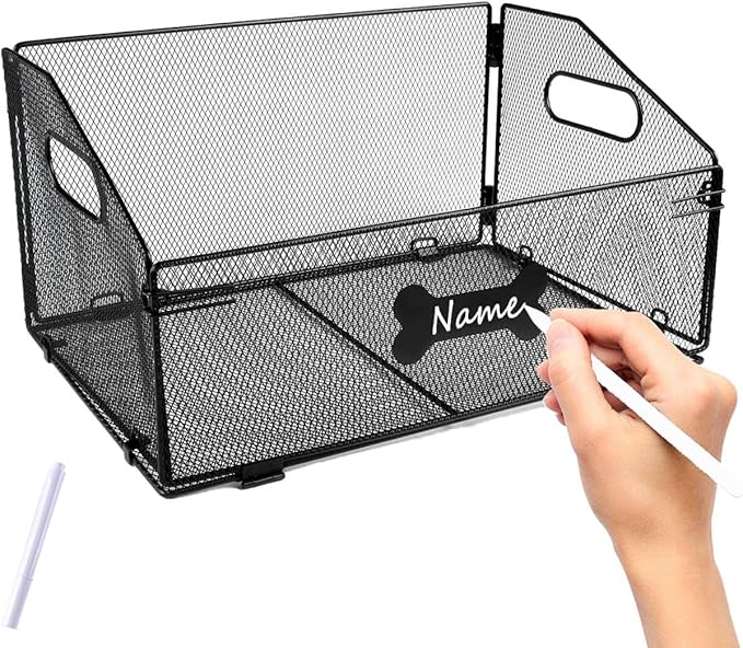 Geyecete dog toy storage Iron art dog toy organizer folding dog toy basket trapezoid Large Dog Stuff Organizer with Handle-Toy box Can be Personalized