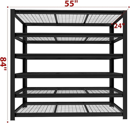 Garage Shelving, Heavy Duty Storage Shelves Metal Shelf Unit Adjustable Industrial Storage Racks for Shop,Warehouse,Basement (84 * 55 * 24, 6)