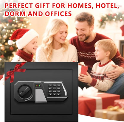 1.3 Cub Small Safes for Home Use Fire and Water Proof, Digital Security Box Fireproof Safe Box with Combination Lock, Smart Alarm System and Removable Shelf, Personal Safe for Home Documents Valuables