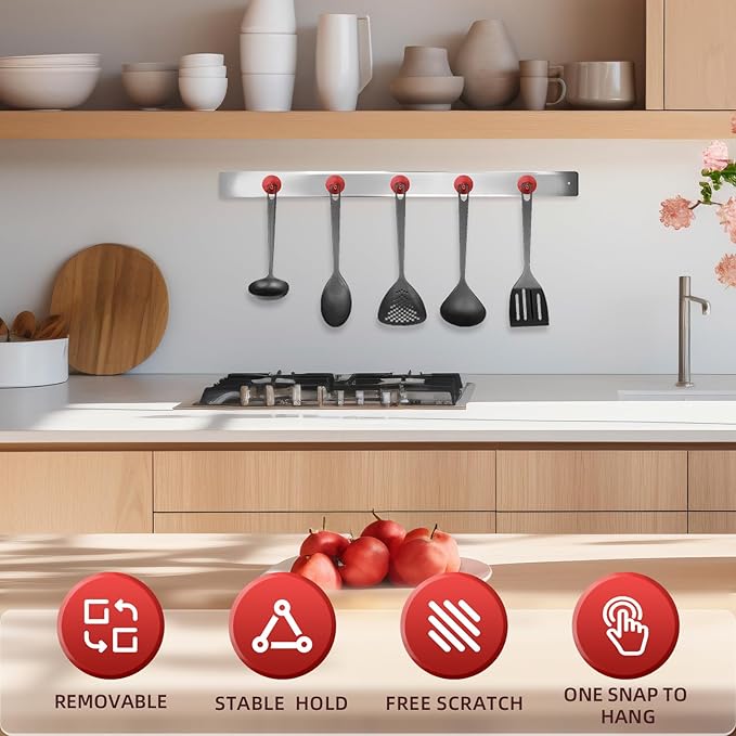 Neosmuk Magnetic Hooks, Cruise Ship Essentials, 100lb+ Heavy Duty Magnetic Hooks for Cruise Cabins, Refrigerator, Grill, Hanging, and Travel | Extra Strong Must-Haves Magnet Hook,Red, 5 Pack