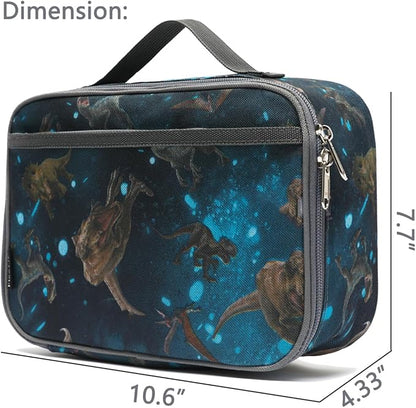 FlowFly Kids Lunch box Insulated Soft Bag Mini Cooler Back to School Thermal Meal Tote Kit for Girls, Boys, MyDinosaur
