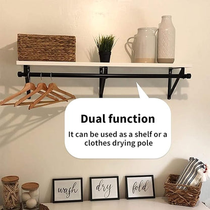 Heavy Duty Closet Rod & Shelf Brackets Clothes Hanger Pole Support Bracket Black 3 Pack