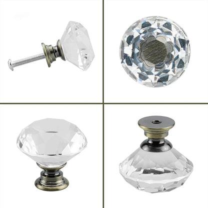 YourGift 12 Pack Drawer Knobs Diamond Shaped Crystal Glass 40mm Cabinet Knobs Pull Handles (40 mm, 12 Pack, Bronze)