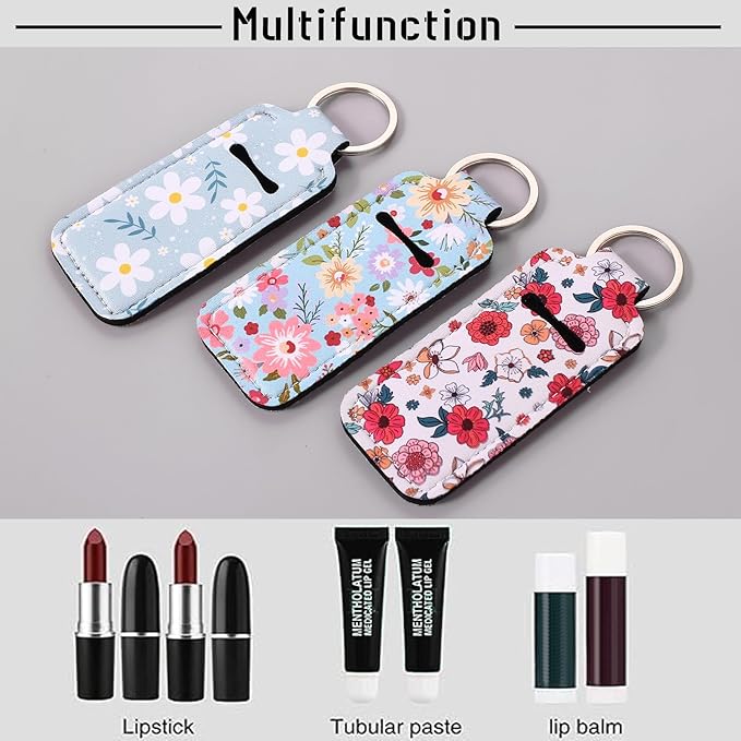 COOKOOKY Chapstick Holder Keychain Cute Lip Balm Keychain Holder with Clip