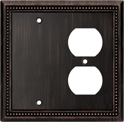 Henne Bery Sunken Pearls Heavy Duty Decorative Wall Plate Switch Plate Outlet Cover (Blank/Duplex, Aged Bronze)