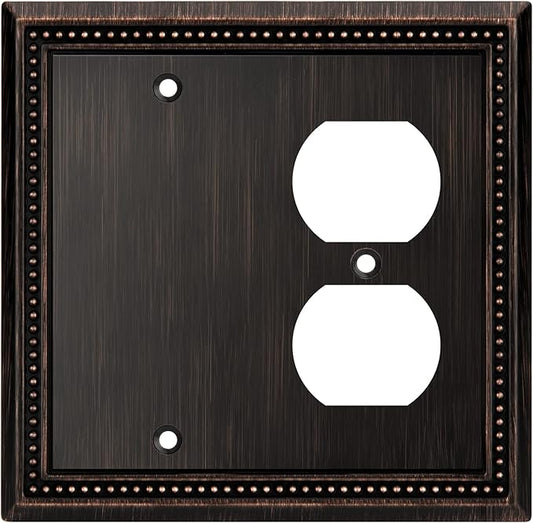 Henne Bery Sunken Pearls Heavy Duty Decorative Wall Plate Switch Plate Outlet Cover (Blank/Duplex, Aged Bronze)