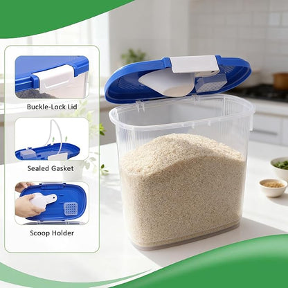 10-15 Lbs Dog Food Storage Container Airtight - Slim Pet Cat Food Container with Lid, Scoop and Cup - Clear Plastic Dry Food Storage Bin for Dogs, Cats, Bird Seeds, Kibble, Pellets, Rice, Flour