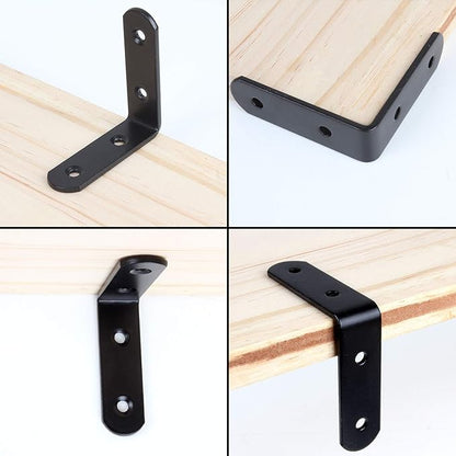 30 Pcs 2.5''x 2.5'' L Brackets Corner Bracket for Wood Small Black Corner Brace Joint Iron Right Angle Bracket Corner Fastener for Wood Furniture Bedframe Cabinet Drawer Chair, Thickness 3MM