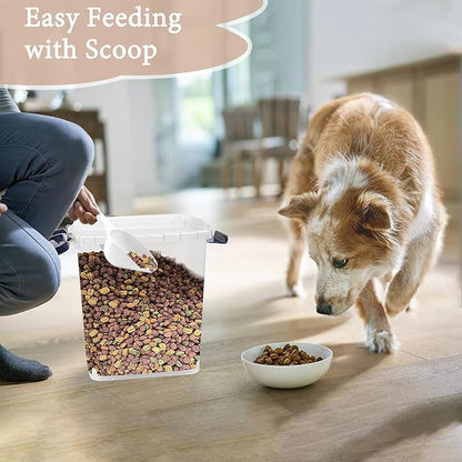 5 - 8 Lbs Dog Food Storage Container with Scoop - Airtight Cat Food Container - Buckle-Lock Pet Food Container for Dog, Cat, Bird Seed, Chicken, Dry Food Storage Bin Container for Rice, Cereal, Flour