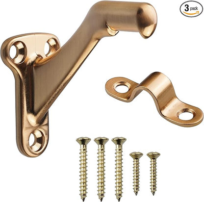 Triumph Hardware,3 Pack,3" Heavy Duty handrail Bracket Champagne Bronze,Stair Railing Bracket DIY Easy Installation Hardware