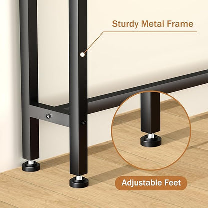 70 Inch Double-Layer Narrow Console Sofa Table with 2 Power Outlets&4 AC Plugs&4 USB Ports, 4.9' Extension Cord Included, Behind Couch Table for Living Room/office Easy Assembly - Rustic Brown