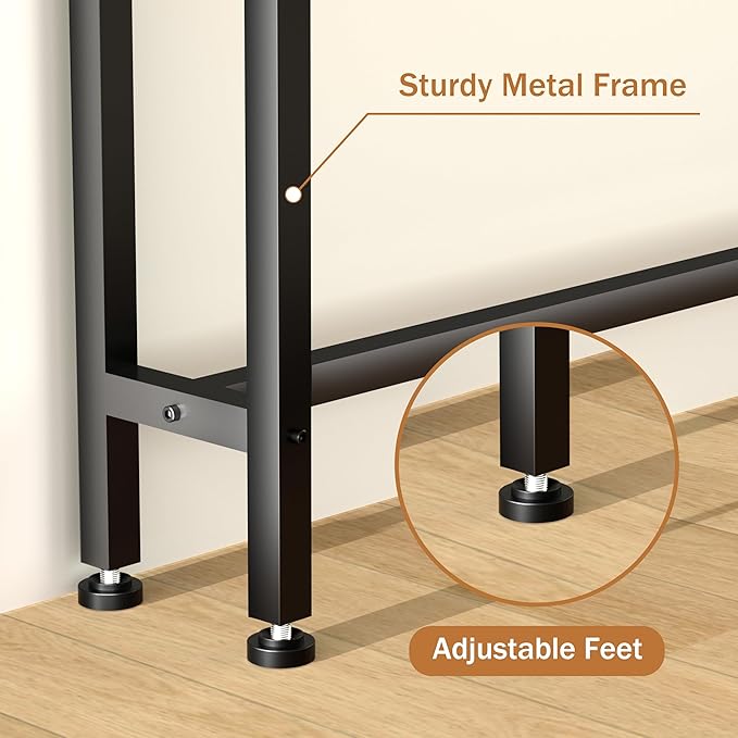 78 Inch Double-Layer Narrow Console Sofa Table with 2 Power Outlets &4 AC Plugs&4 USB Ports, 4.9' Extension Cord Included, Behind Couch Table for Living Room/Office Easy Assembly - Black