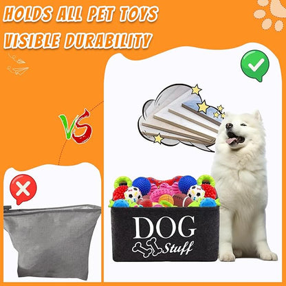 Dog Toy Basket - Dog Toy Box for Small Dogs - Pet Dog Toy Storage Box - Personalized Dog Toy Basket for Puppies and Pets - Living Room Dog Toy Storage Box