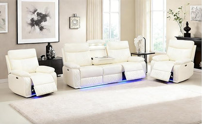 Living Room Furniture Sets, Power Recliner Sofa Set, Modern Leather Reclining Couch Furniture Set for Living Room, Includes 2 Recliner Chairs and 1 3-Seater Reclining Couch for Home and Office