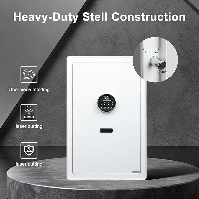 XPEDITION 3.0 Cu.Ft Large Home Safe,with Fireproof Waterproof Bag, Heavy Duty Digital Security Safe, Built-In Drawer and Removable Shelf for Storing Valuables (White, Fingerprint)