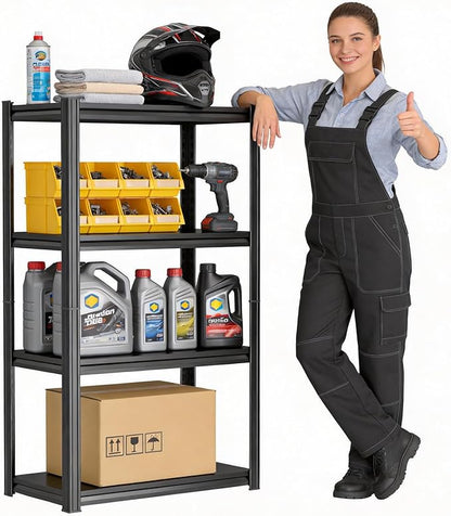 4-Tier Metal Garage Shelving Heavy Duty Adjustable Storage Shelves 2000lbs Capacity Steel Shelving Units Tool Rack Corner Shelf for Heavy Equipment and Tools (23.6" W × 13.8" D × 44.1" H)