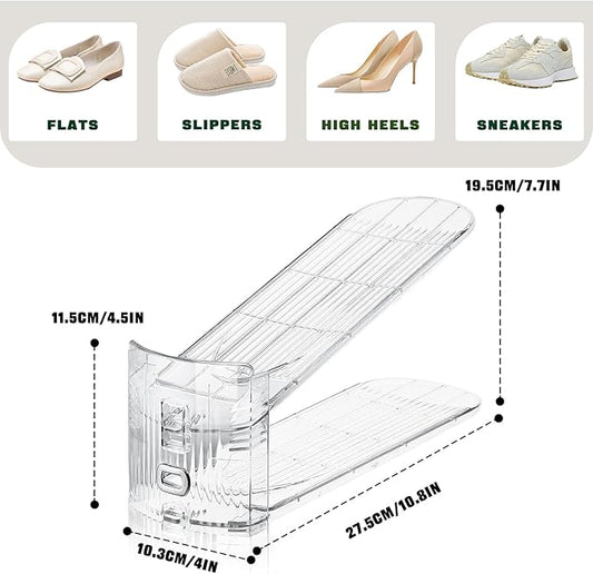 Shoe Slots Organizer for Closet,8 Pack Shoe Stacker Shoe Rack Organizer for Closet Space Saver Storage Shoe Holder Organization(Transparent)