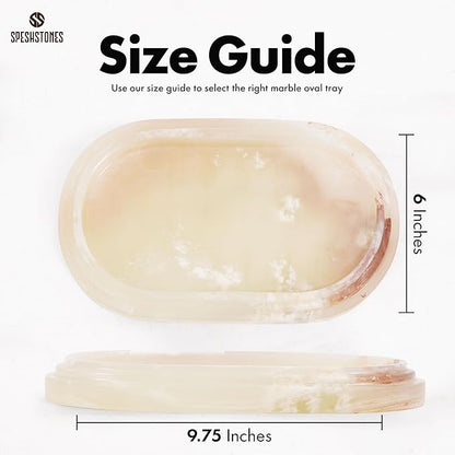Marble Tray 9.75 Inch Handmade Cream Onyx Bathroom Tray for Countertop Décor - Decorative Trays for her, Perfume, Candle, Jewelry & Vanity Accessories