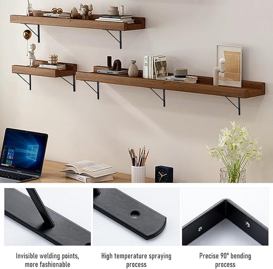 HOME MASTER HARDWARE 10 x 8 in Shelf Brackets, 90 Degree Triangle Wall Mount Angle L Bracket for Floating Shelves, Metal Support w/ Screws, 10 Pack Black