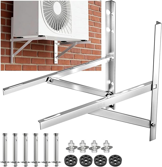 Mini Split Wall Mounting Bracket 304 Stainless Steel for 9000-36000 BTU Air Conditioner, Foldable Heavy Duty AC Support Bracket for Wall Mount Condenser AC Heat Pump Systems, Max 800 Lb
