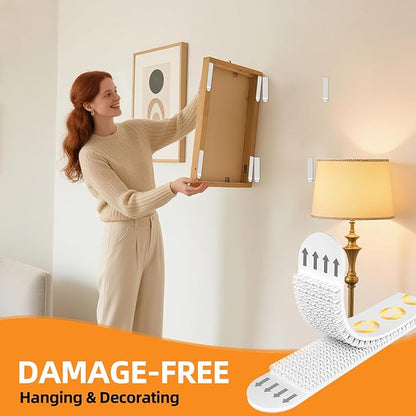 XL Picture Hanging Strips Heavy Duty, 40 Strips Damage Free Removal Picture Hangers for Wall, Sticky Hook & Loop Adhesive Strips for Poster/Picture/Home/Office, 20 Pairs/X-Large, White