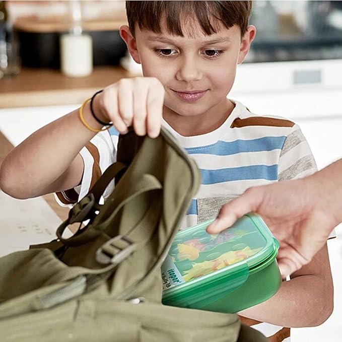 Wheat Straw Lunch Box, Leakproof 3-Compartment Bento Box for Kids & Adults, BPA-Free Lunch Containers, Microwave & Dishwasher Safe, 5.5 Cup (Green)