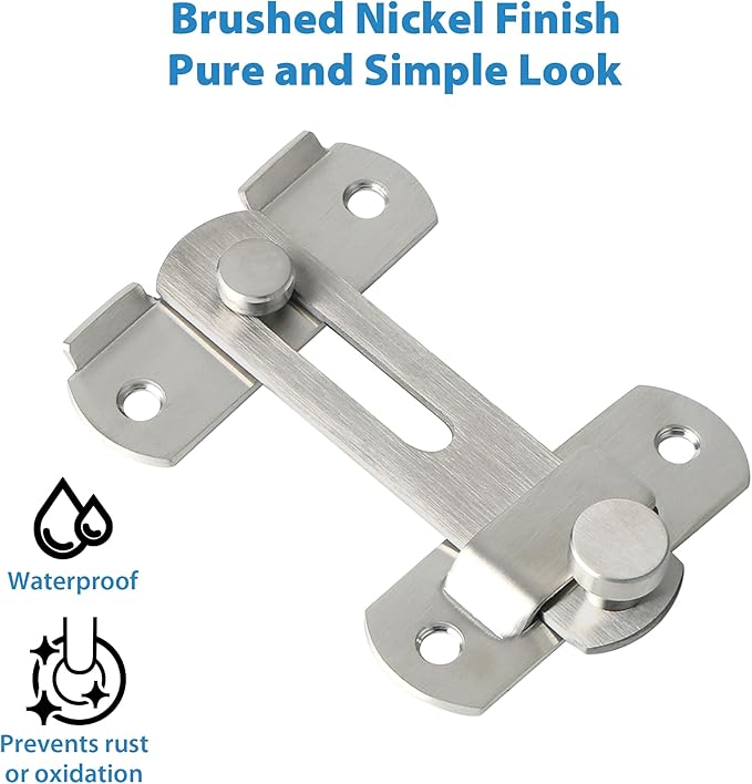 Alise 2Pcs 4 inch Flip Latch Gate Latches, Safety Door Lock for Barn Wood Fence Sliding French Doors,Heavy Duty SUS304 Stainless Steel Gate Hardware Brushed Nickel MS9500LS-2P