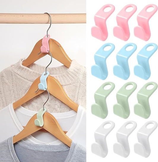 50 PCS Space Saving Hanger - Clothes Connector Hooks, Stacking Space Saver, Plastic Closet Organizers and Storage Extender for Heavy Duty Cascading Connection
